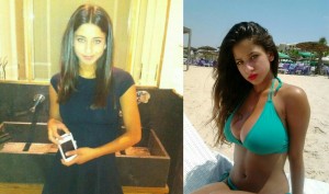 fille normale à gauche et véritable bombe en bikini à droite